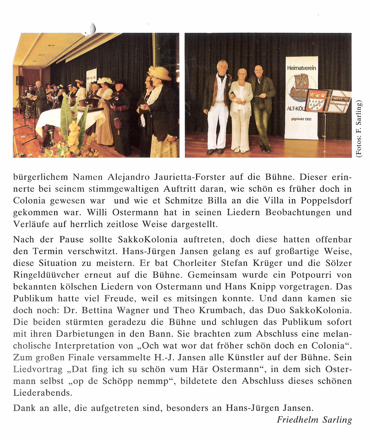 Liederabend des Heimatvereins Alt Köln